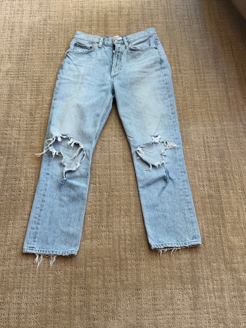 Agolde Riley 27 Light Blue Distressed Women's Jeans